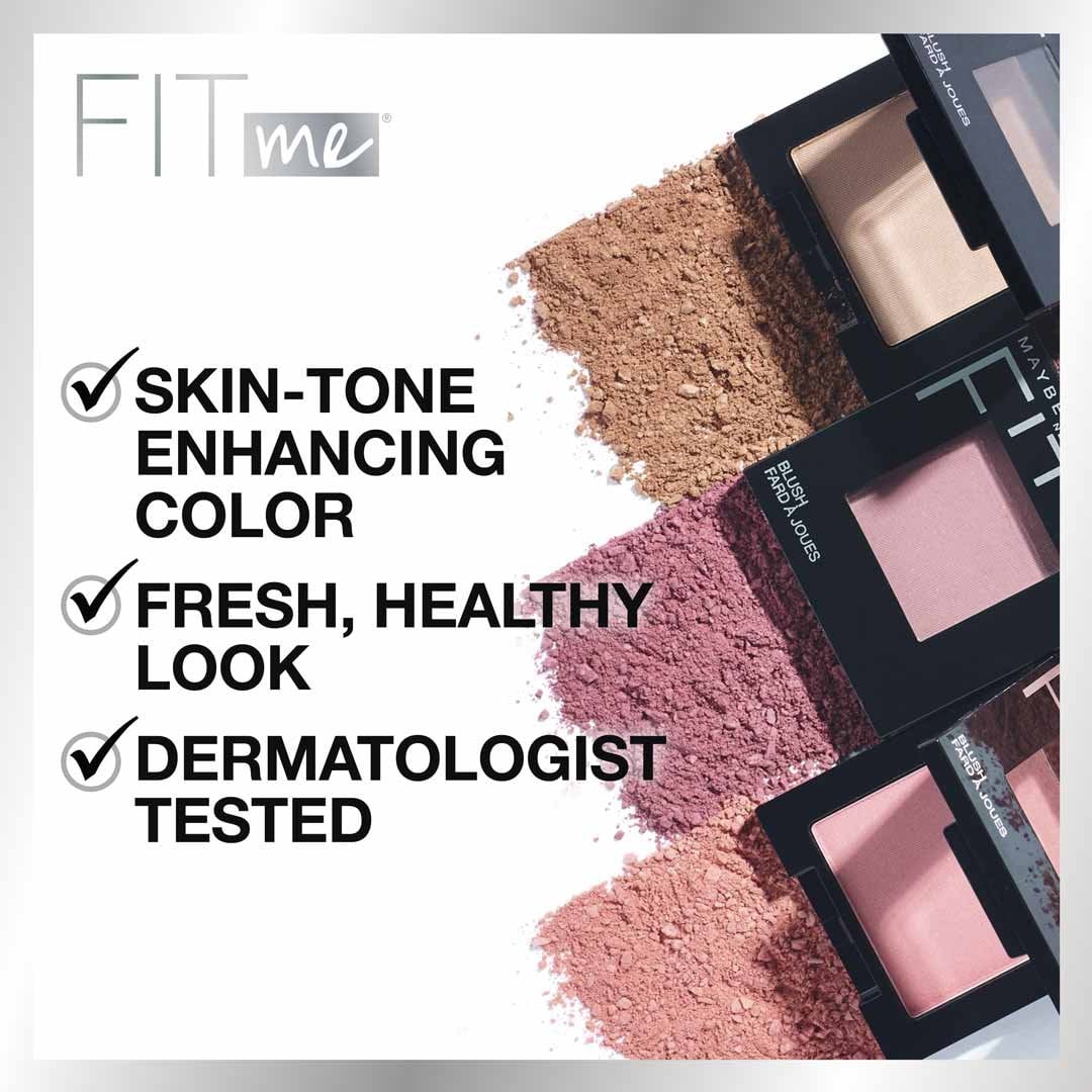 Maybellines Fit Me Blush provides skin tone enhancing color and a fresh, healthy look.