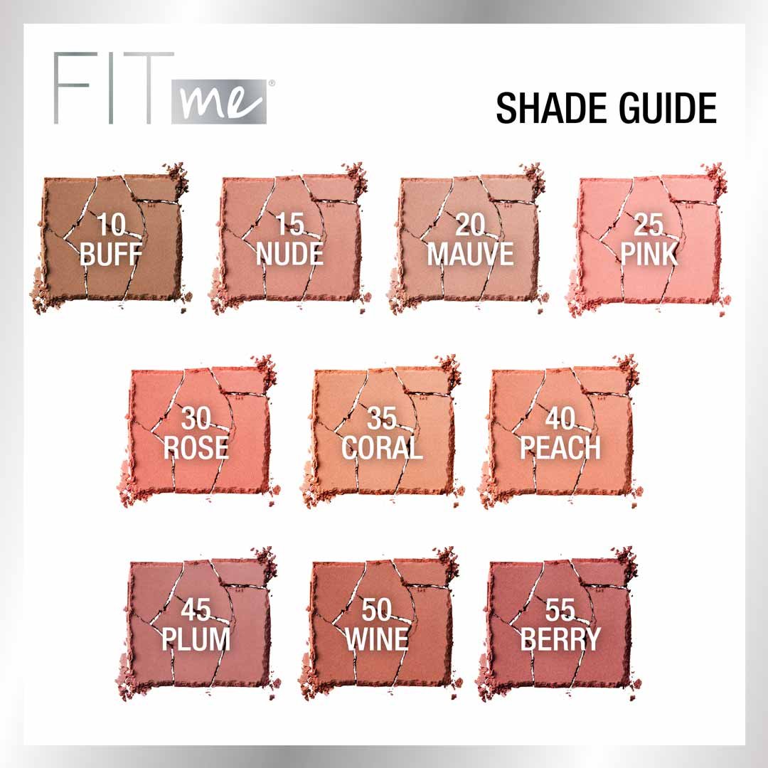 Maybellines Fit Me Blush shade guide.