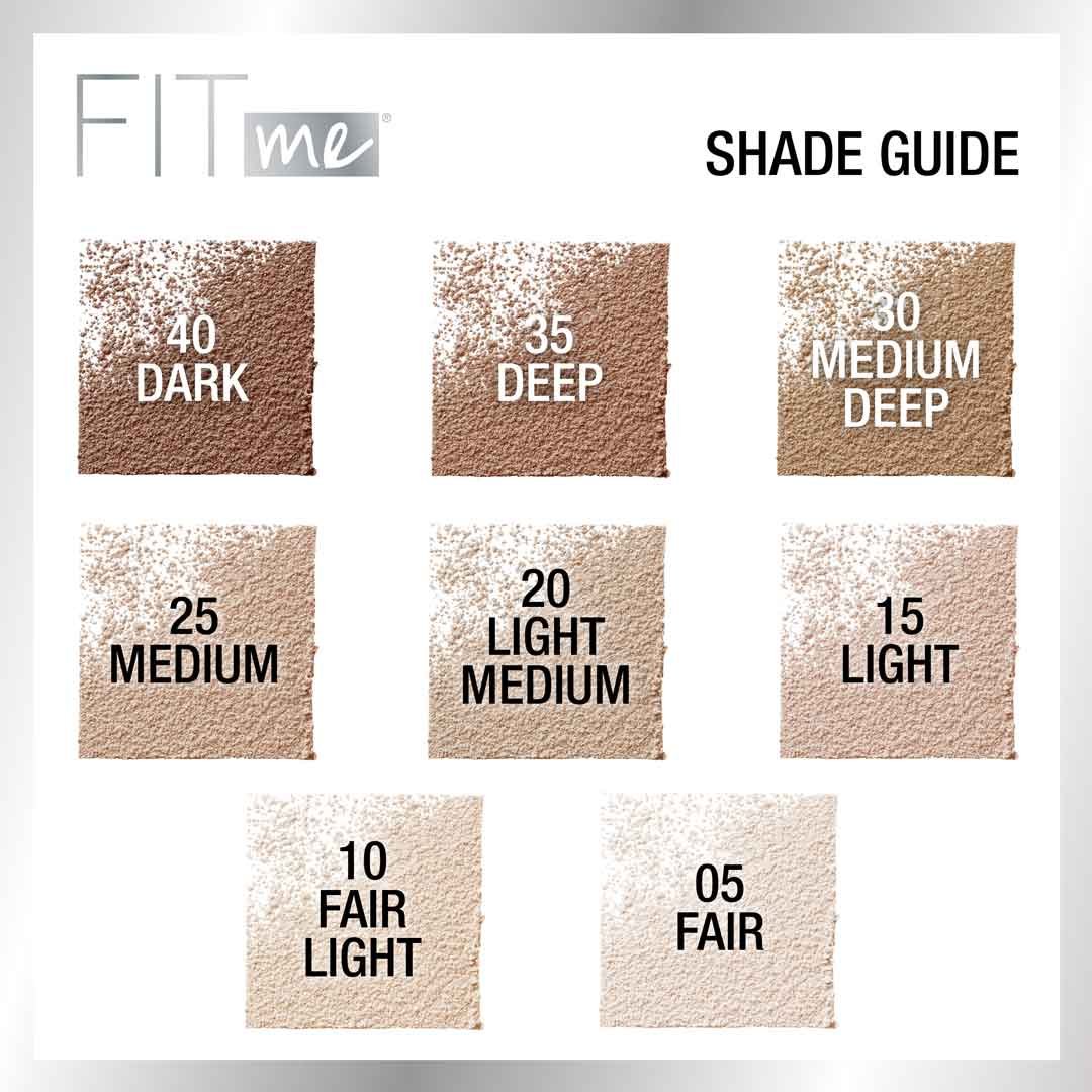 Maybellines loose powder shade guide.