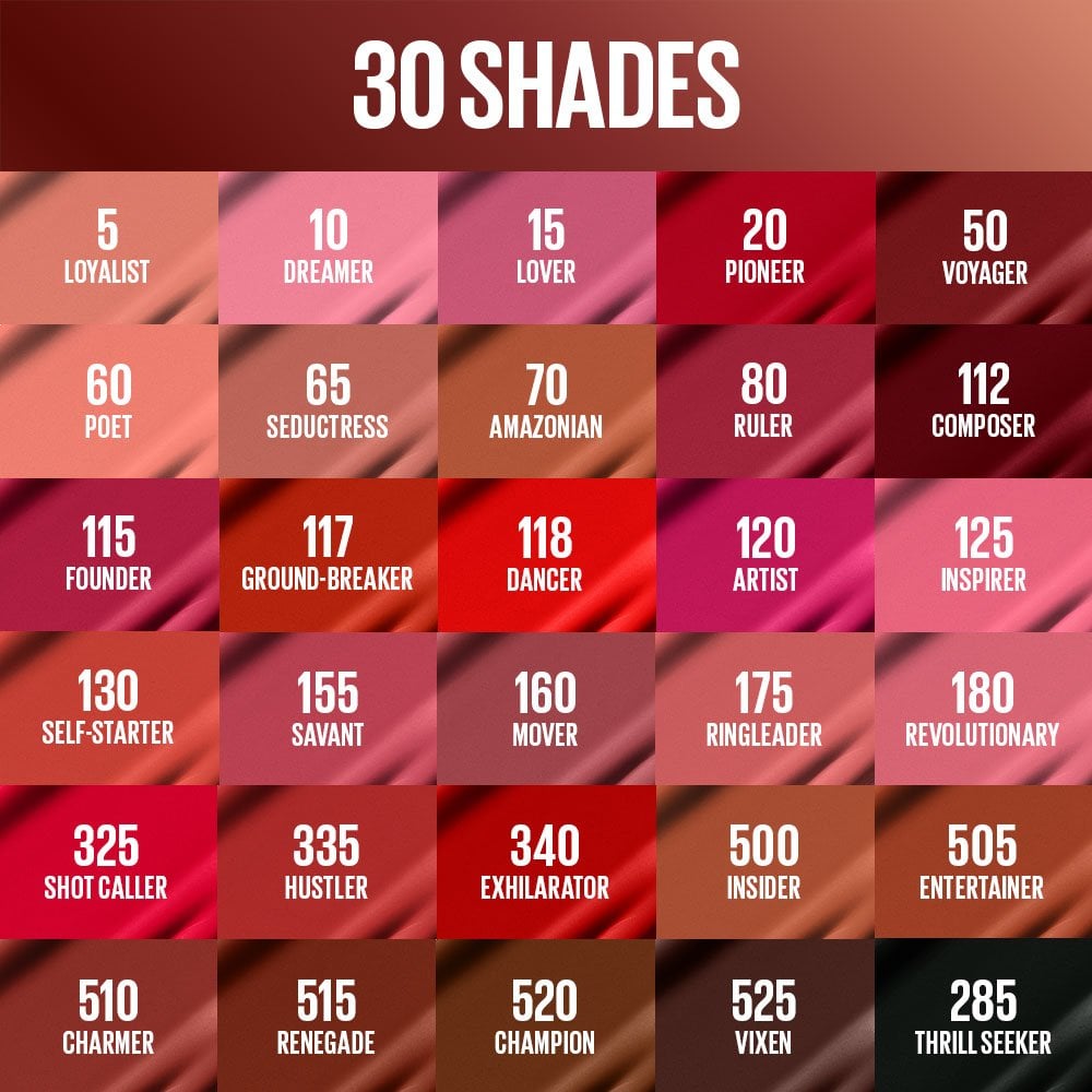 MNY Lip Super Stay Matte Ink ATF Shade Guide US v3 1000X1000