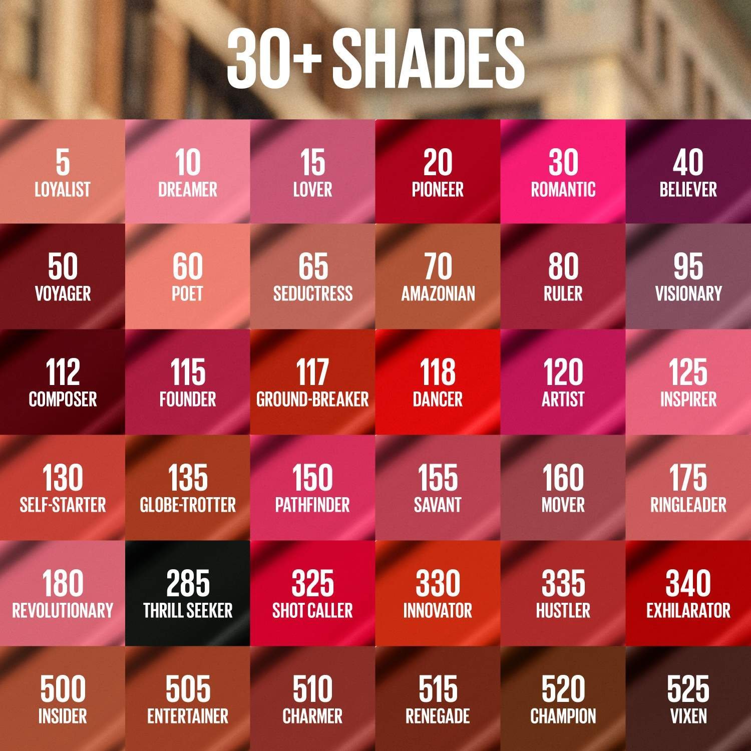7 MNY Lip Super Stay Matte Ink ATF Shade Guide US mnycom