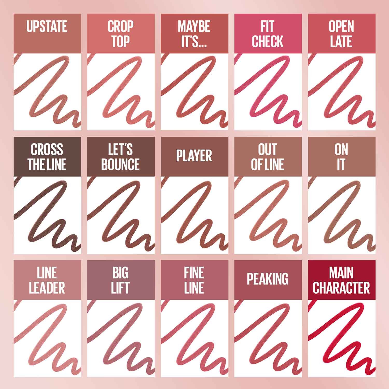 MNY Lip Lifter Liner ATF Shade Guide Textures ALL