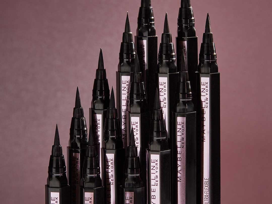 Product lay down shot of Maybellines sweat-proof eyeliner, Hyper Easy Liquid Eyeliner.