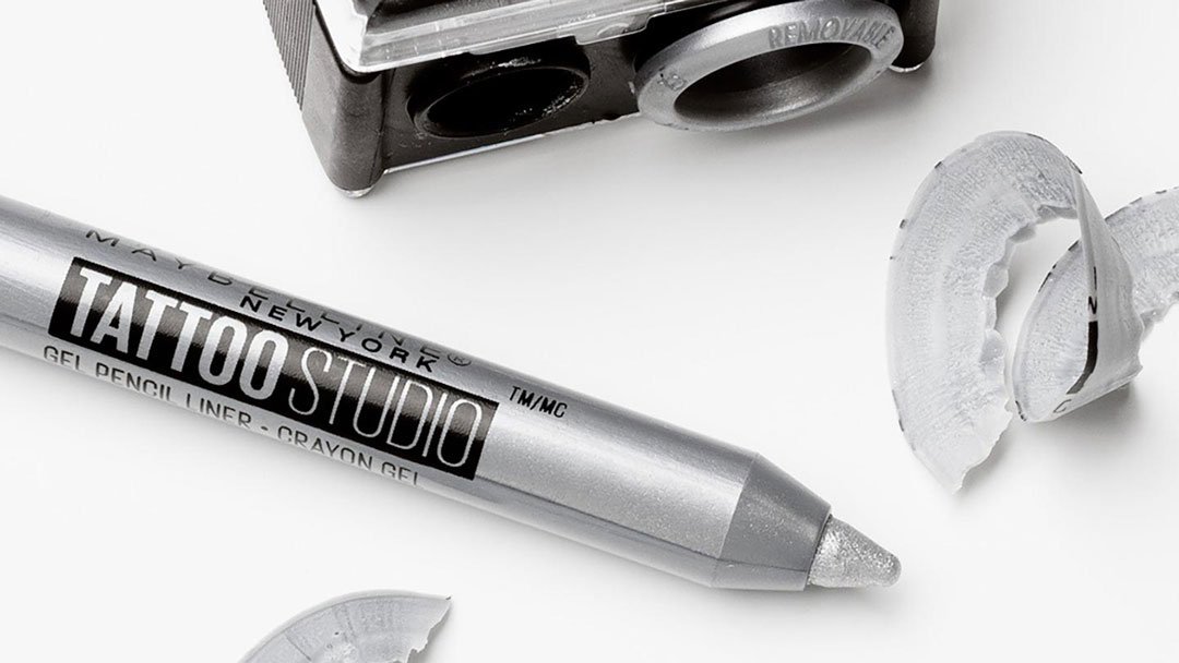 Product shot of Maybellines best drugstore eyeliner: Tattoostudio Sharpenable Gel Pencil.