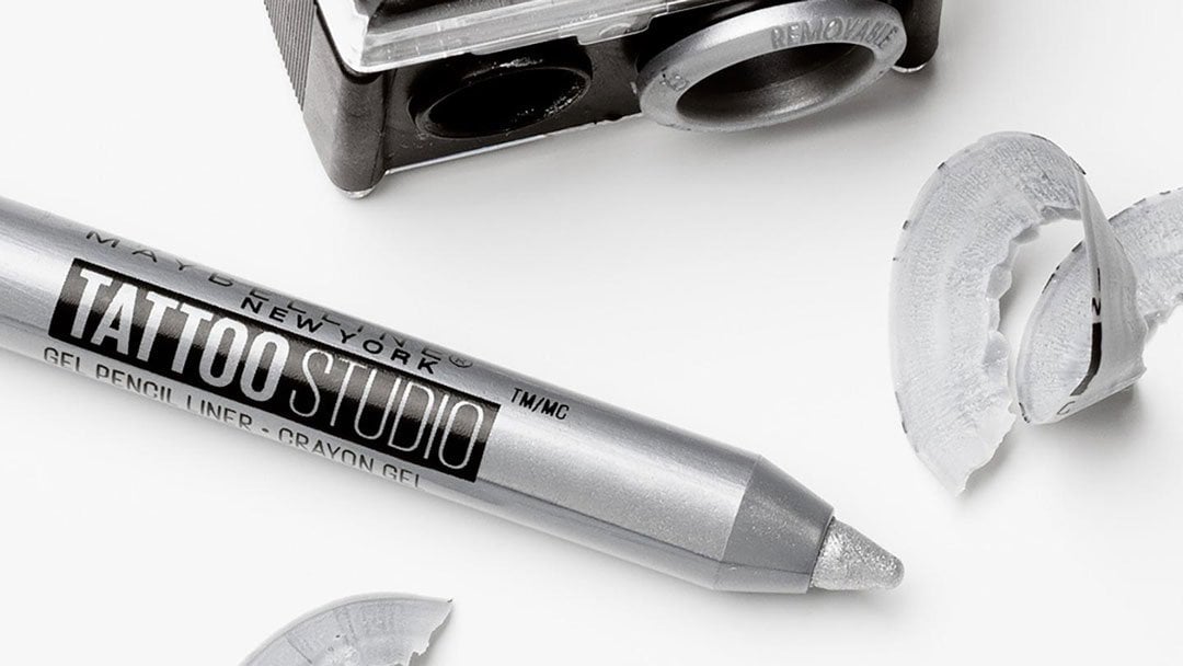 Product shot of Maybellines best drugstore eyeliner: Tattoostudio Sharpenable Gel Pencil.