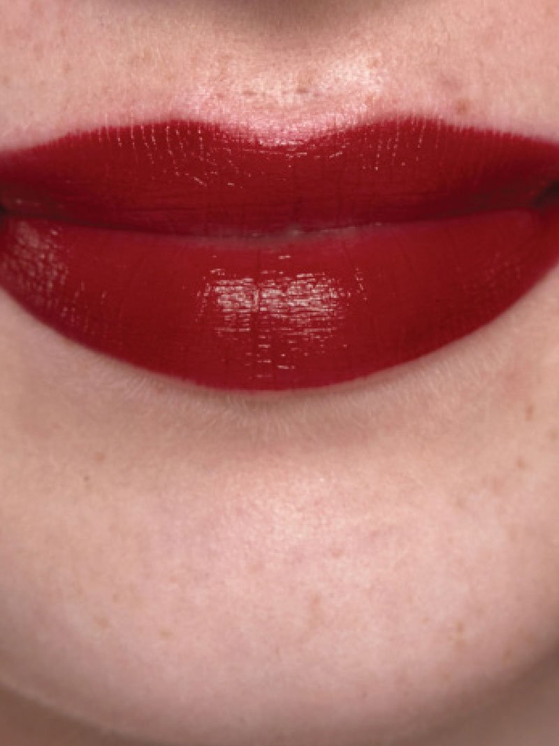 Dark red top lipstick matte