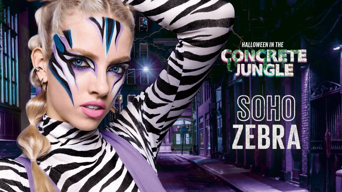 Concrete Jungle Zebra Eye Face Halloween Makeup Maybelline