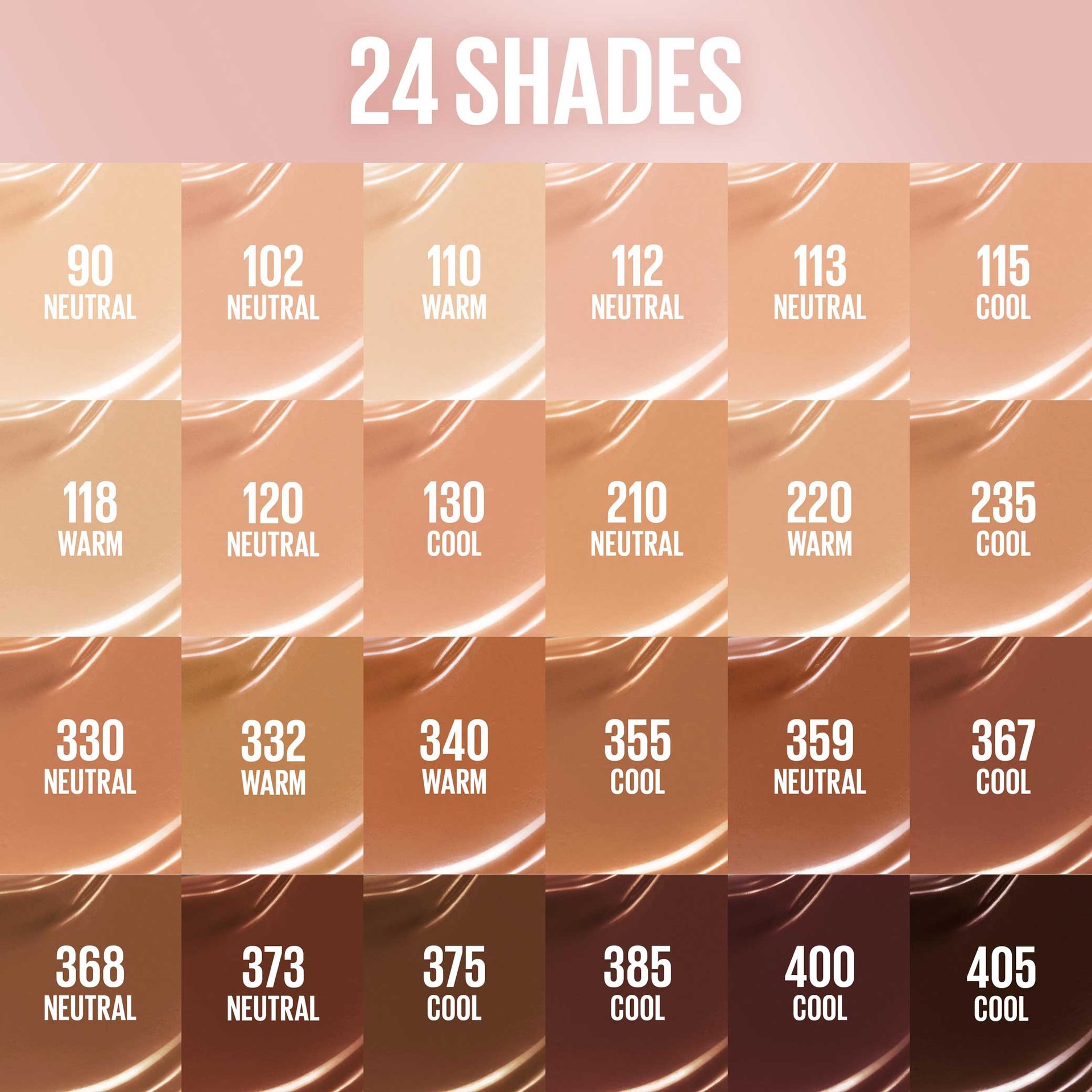 Maybelline Lifter plumpglow foundation shadeguide